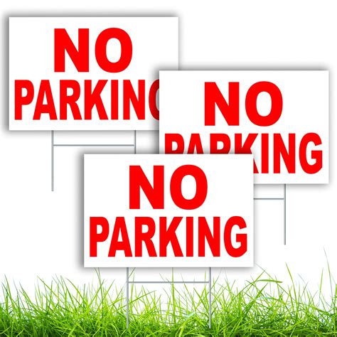 Buy 3 Pc No Parking Signs With Stand 8 X 12 Coroplast Stay Off Grass