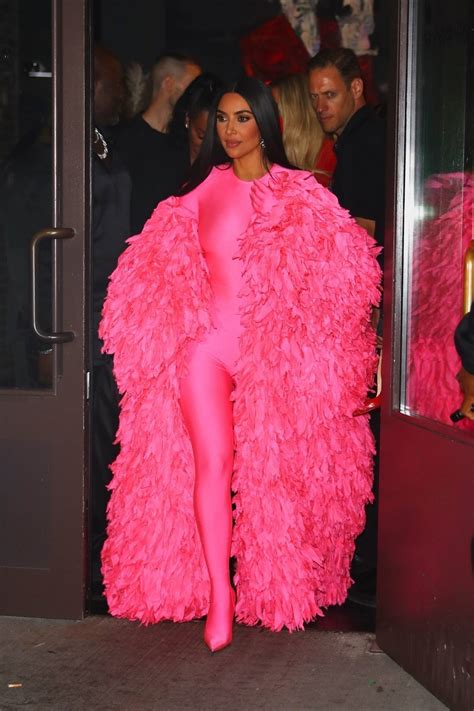 kim kardashian in all pink as she arrives at the snl after party in new york city gotceleb