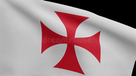 3d Knights Templars Flag On Wind Catholic Military Order Medieval Banner Stock Footage Video