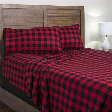 Mainstays Buffalo Plaid 155 Gsm 100 Cotton Flannel Sheet Set Queen