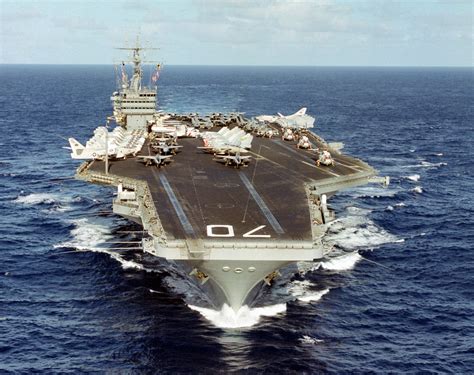 An Aerial Bow View Of The Nuclear Powered Aircraft Carrier Uss Carl