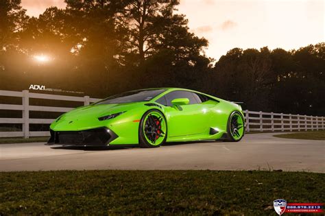 Neon Green Lamborghini Huracan Rolling On Colormatched Adv1 Wheels