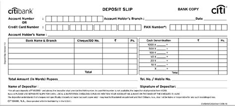 Bank Deposit Slips Template