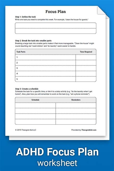 Adhd Worksheets For Teens