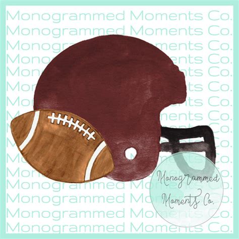 Maroon Football Helmet Watercolor Clipart Png Digital Etsy