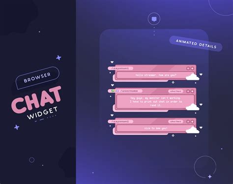 Pink Browser Twitch Chat Widget Animated Custom Cute Retro Chatbox For
