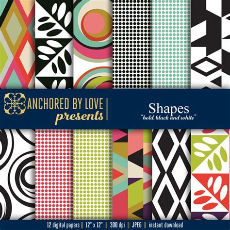 Shapes Digital Paper Graphic Patterns Creative Market