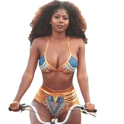 New African Women African Print Bikini Set Swimwear Push Up Padded Bra Swimsuit Beachwear