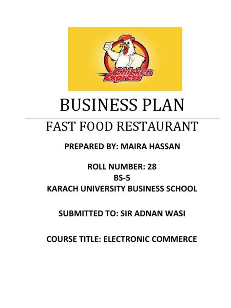 As well as a pest report. Fast Food Restaurant Business Plan | Fast Food