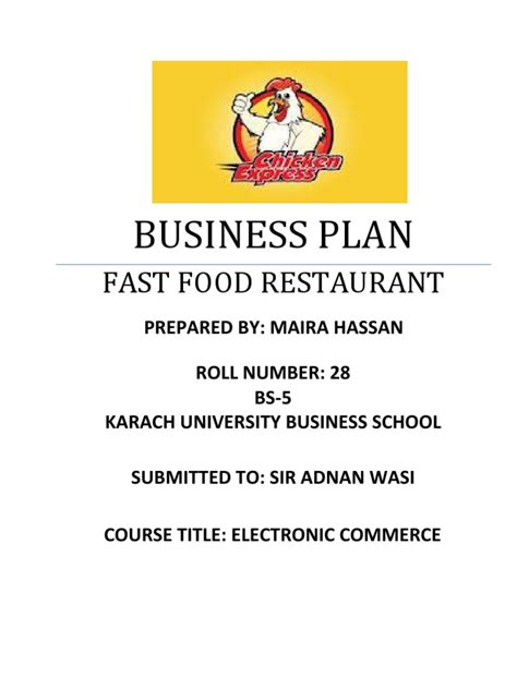 There is a niche for this type of exquisite item in the market that. Fast Food Restaurant Business Plan | Fast Food