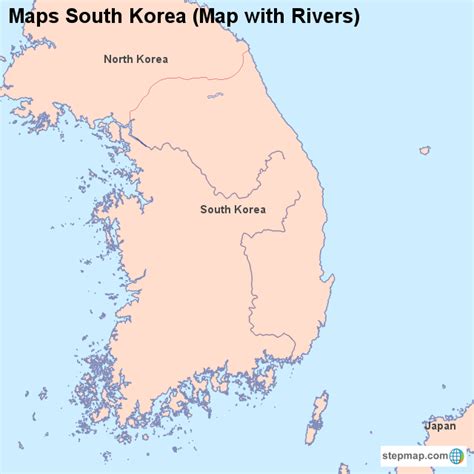 Stepmap Maps South Korea Map With Rivers Landkarte Für South Korea