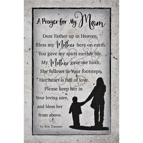 Prayer For My Mom Wood Plaque With Inspiring Quotes 6 Inch X 9 Inch Elegant Vertical Frame