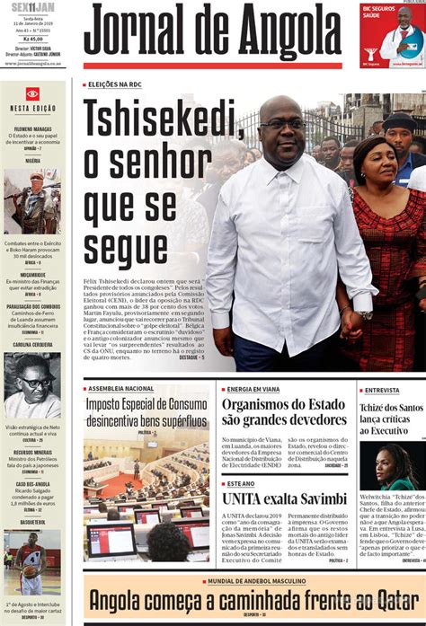 Capa Jornal De Angola De 2019 01 11