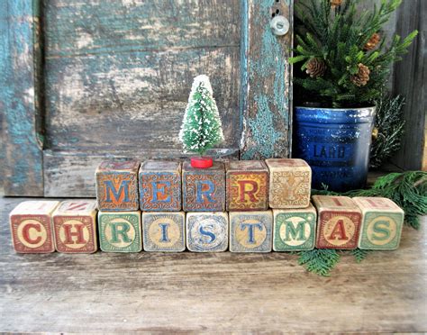 Early Blocks That I Gathered To Spell Merry Christmas Christmas Pine Cones Christmas Mesh