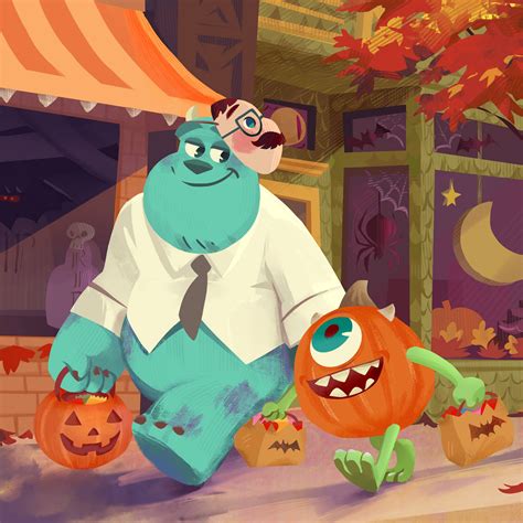 Download Sulley And Mike Halloween Art Wallpaper | Wallpapers.com
