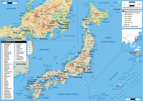 Large Size Physical Map Of Japan Worldometer Coloring Library