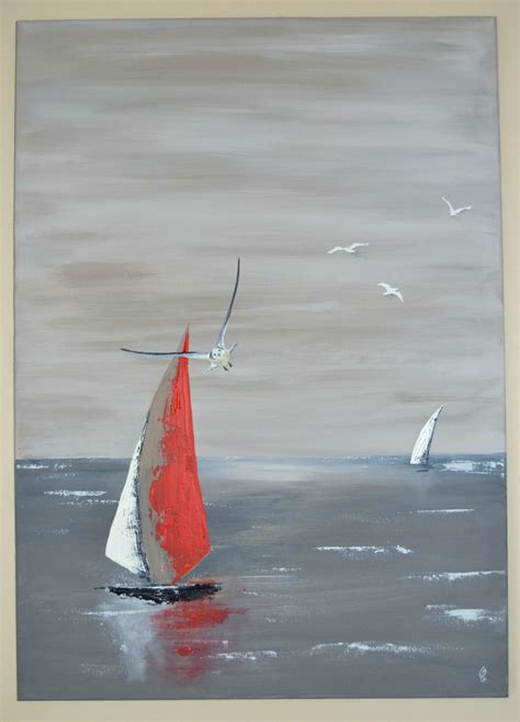 En Vol Gustave à La Mer Peinture De Voilier Art De Bateau Peinture