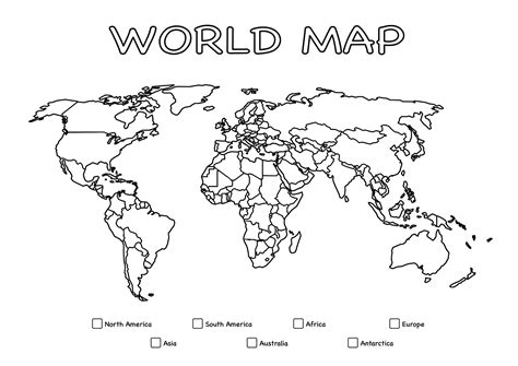 Printable World Map Coloring Page Printable Templates