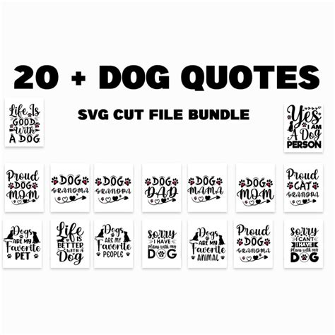 20 Dog Quotes Svg Cut File Bundle Or Dog Svg Bundle Masterbundles