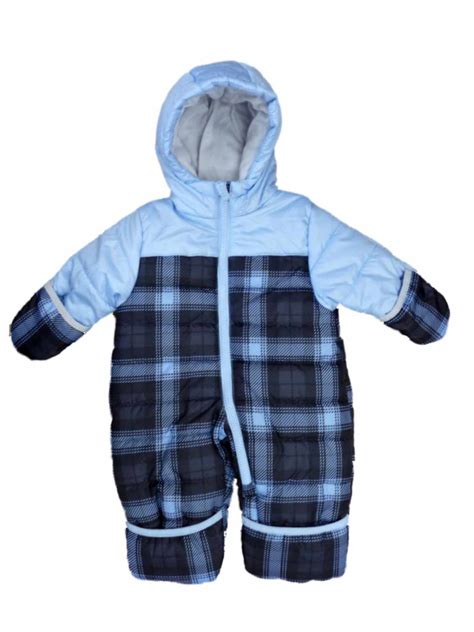 Carters Carters Infant Boy Blue Plaid Quilted Snowsuit Baby Pram