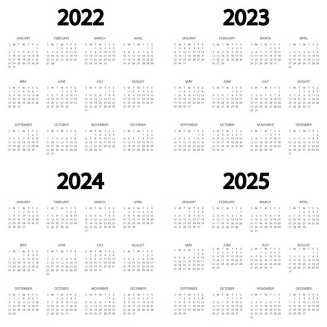 Kalender 2022 2023 2024 2025 Jahr Die Woche Beginnt Am Sonntag