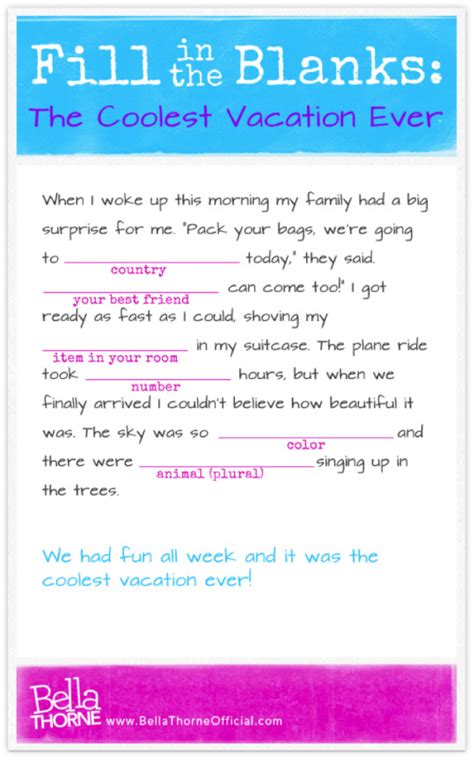 Story Fill In The Blanks Funny Printable Templates Free