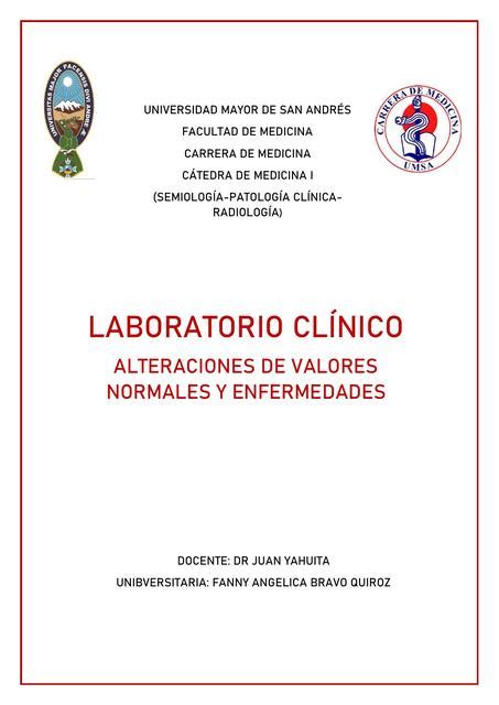 Valores Normales Laboratorio Clinico Y Sus Alteraciones Fanny Bravo Udocz