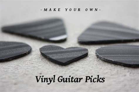 A 7″ record at 33 1/3 rpm can hold up to 6 minutes per side. DIY guitar picks out of old vynle records! | Diy vinyl, Vinyl record crafts, Guitar art project