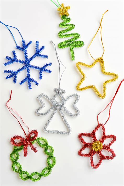 Easy Snowflake Pipe Cleaner Ornaments One Little Project