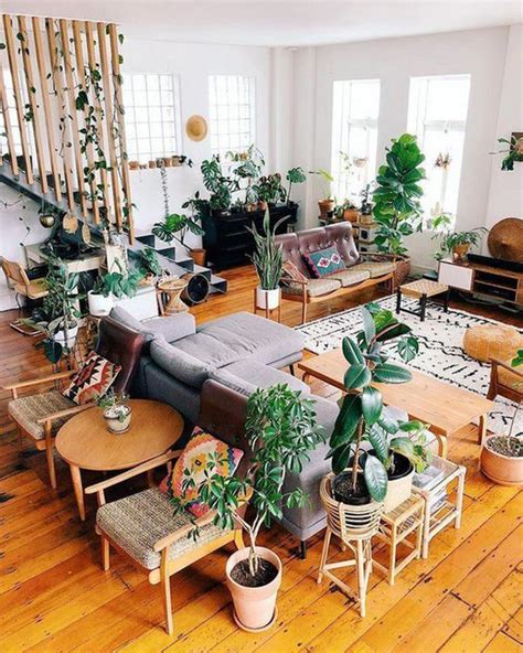 Bohemian Living Room With Indoor Gardens Homemydesign