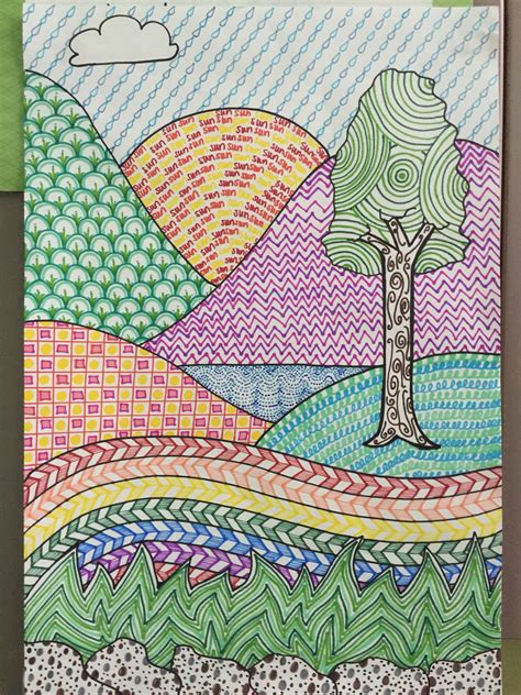 Line Design Landscape Art Project By Meredith Terry Elementary Art