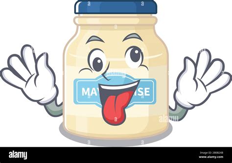 Cute Sneaky Mayonnaise Cartoon Character With A Crazy Face Stock Vector