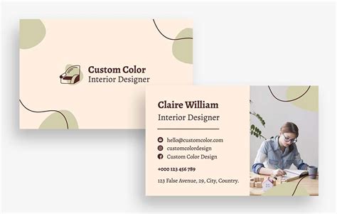 Free Custom Color Interior Designer Business Card Template