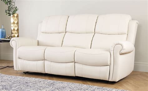 Hadlow Ivory Leather 3 Seater Recliner Sofa Furniture Choice