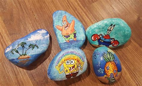 Spongebob Rainbow Painted Rock Rock Painting Designs Rock Painting Art