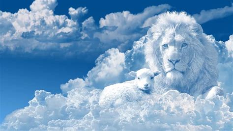 Jesus Christ God Holy Spirit Bible Gospel Lion Lamb Sky