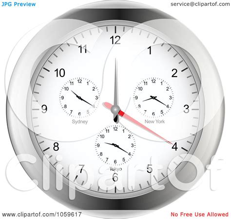 Royalty Free Vector Clip Art Illustration Of A Silver Wall Clock With