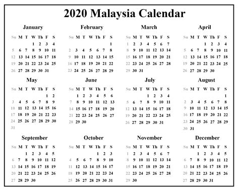 Exceptional 2020 Calendar With Holidays Malaysia Calendar Template