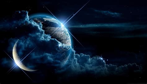Space Stars Moon Earth Clouds Wallpaper Coolwallpapersme