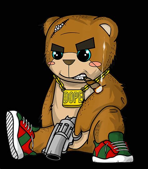 Gangsta Bear Drawing Skulls S Gangster Thug California Bear Skull