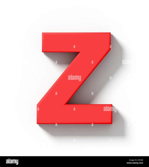 Letter Z 3d Red Isolated On White With Shadow Orthogonal Projection