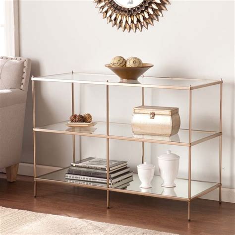 Sei Furniture Knox Glass Top Console Table In Gold Homesquare