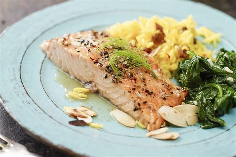 Baked Salmon Fillet With Spinach And Rice Freshmag