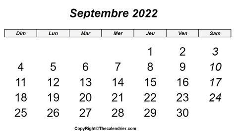 Calendrier Imprimable De Septembre 2022 The Calendrier