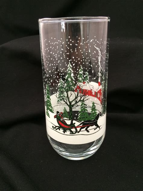 Tumbler Winter Sleigh Village Scene Drinking Glass Beverage Drink Cooler Water Holiday Christmas