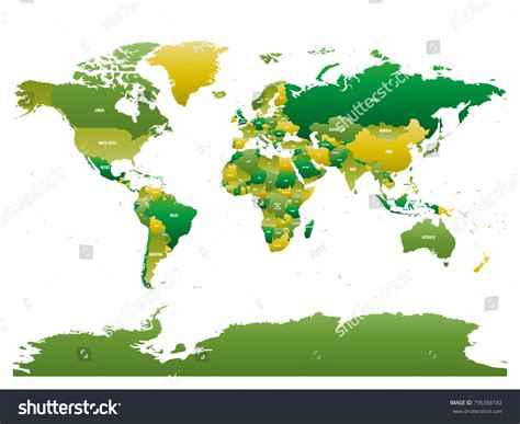 Vector Political Map World Green 库存矢量图（免版税）796388182 Shutterstock