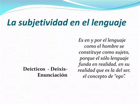 Ppt La Subjetividad En El Lenguaje Powerpoint Presentation Free