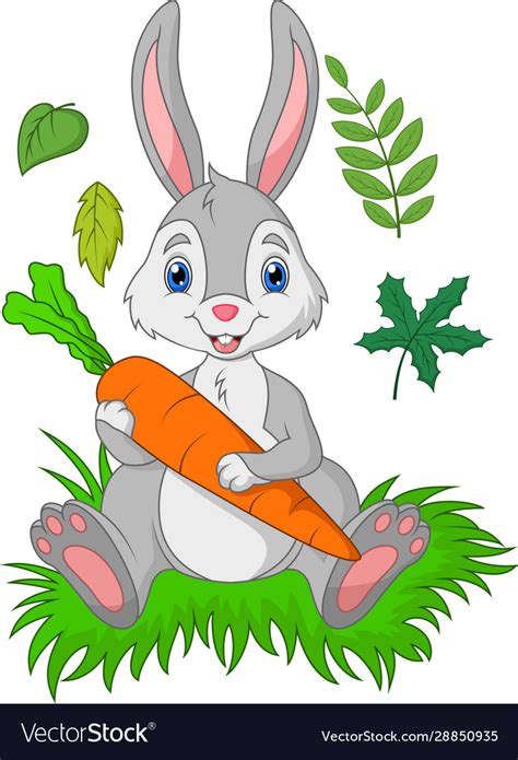 Funny Cartoon Rabbit With Carrot Royalty Free Vector Image