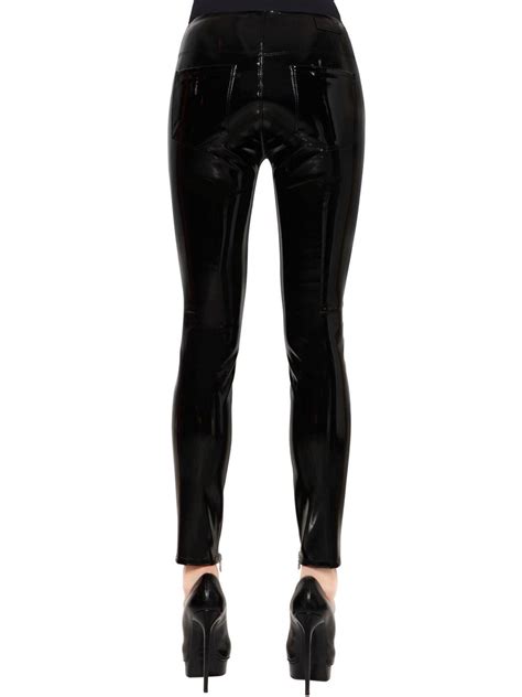 Rta Skinny Faux Patent Leather Pants W Zips In Black Lyst