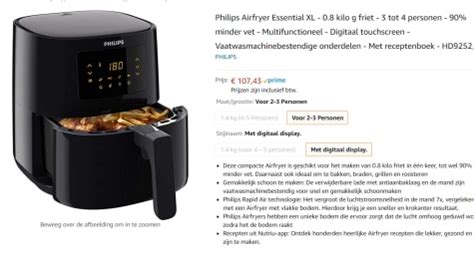 This philips turbostar air fryer saves you time with the quick control dial and four presets for common dishes. Philips HD9252/90 Airfryer 800 g / 4.1 L voor €107,43